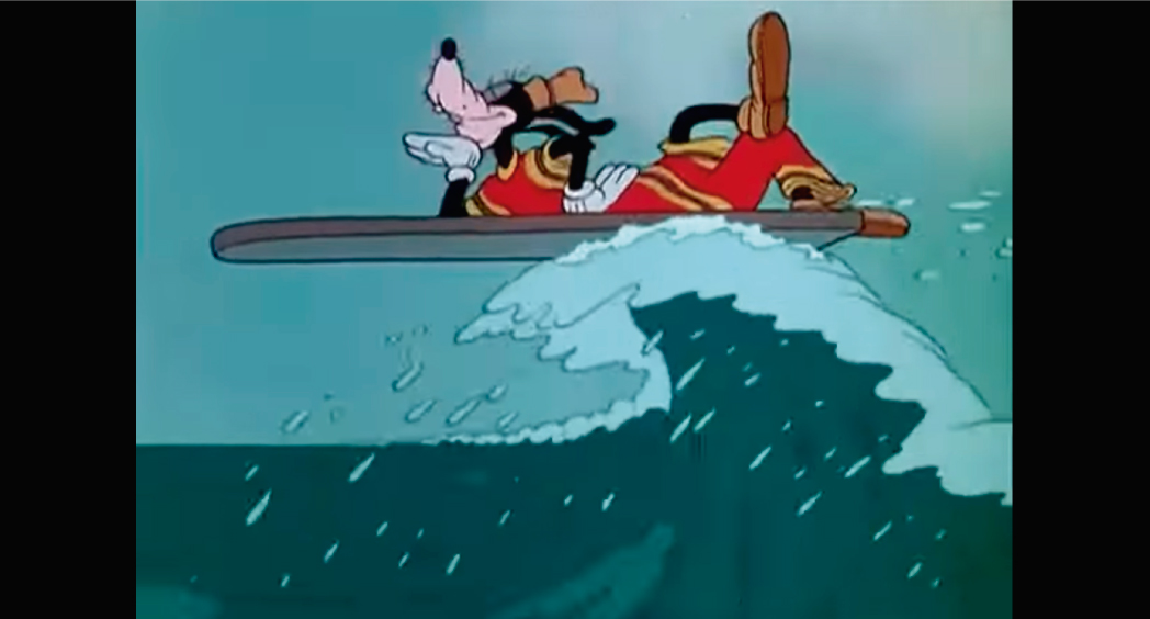 El primer dibujo animado con tem&aacute;tica surfer lo hizo Disney, en 1937