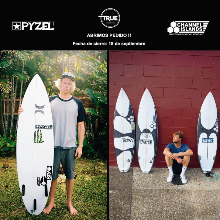 True Surf Concept Store abre nuevo pedido de Channel Islands Surfboards y Pyzel Surfboards 