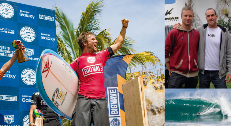 Un campeonato mundial de ola grande, en equipo. Twiggy Bayer / Klimax Surfboards