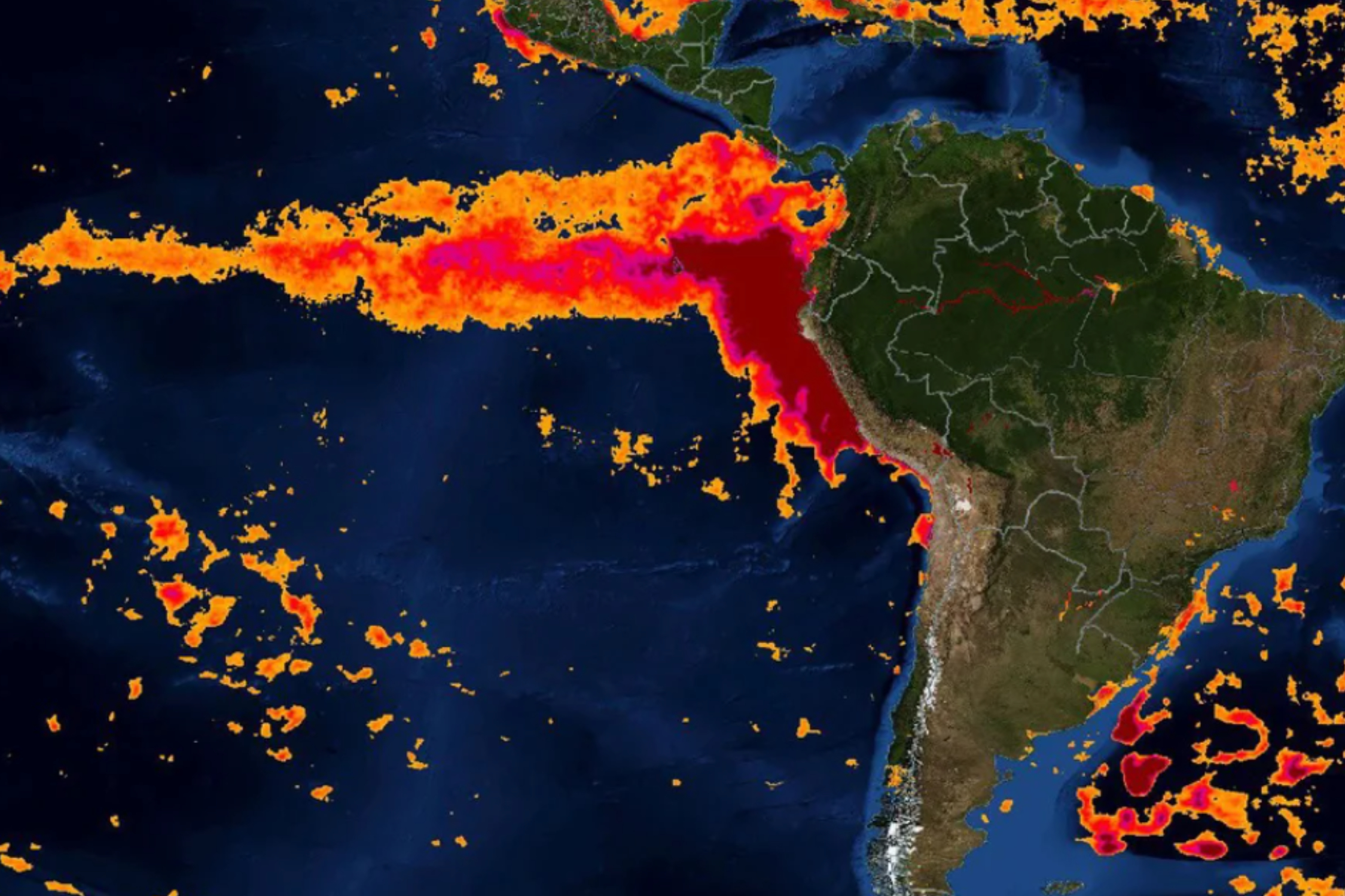 NASA revela impactante imagen del Pac&iacute;fico Central cada vez m&aacute;s caliente debido al Fen&oacute;meno de El Ni&ntilde;o