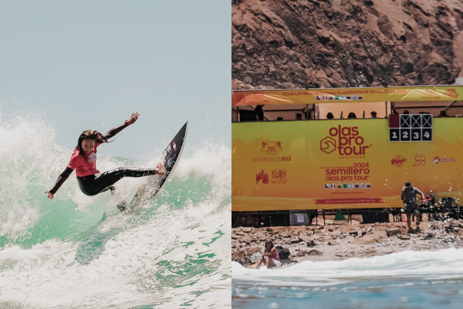 Peruanos Alejandro Bernales y Brianna Barthelmess destacan en el debut del Semillero OlasProTour 2024