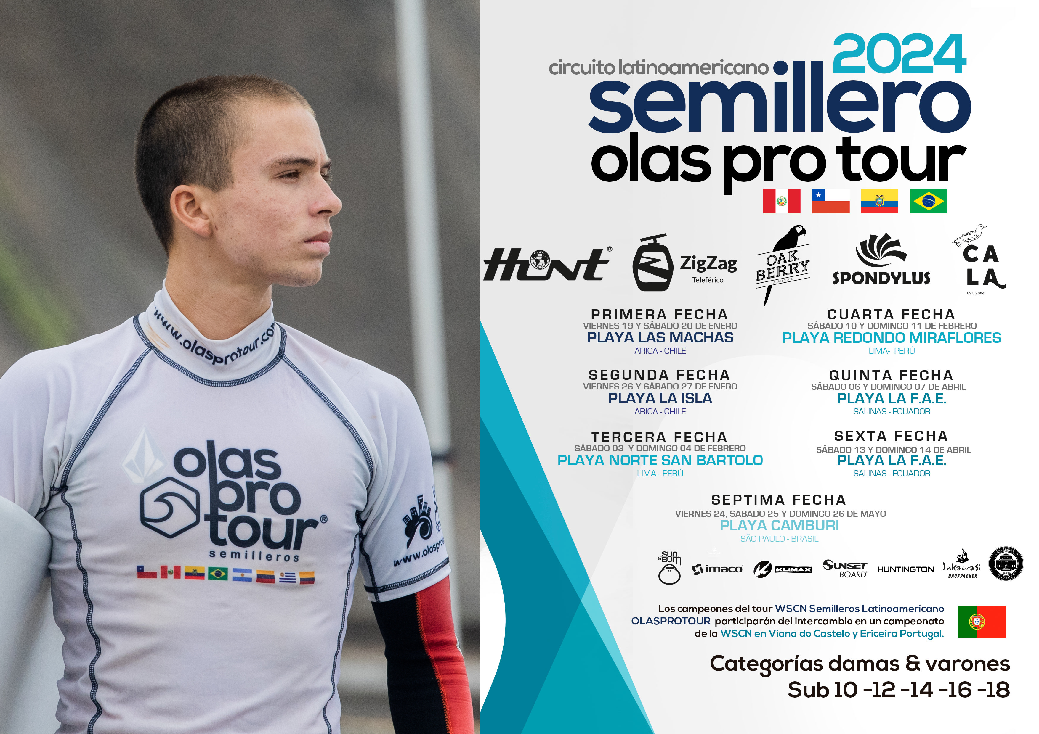 J&oacute;venes figuras del Semillero Olas Pro Tour van por el todo a Ecuador para la quinta y sexta fecha
